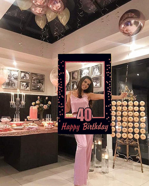 LaVenty Rose Gold 40th Birthday Party Photo Booth Props 40th Birthday Photo Frame Birthday Photo Frame