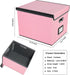 Collapsible File Storage Organizer Boxes with Lids, Huolewa Linen Document Storage, Universal Hanging Filing Organization Box for Letter/Legal Folder, Decorative Office /Home File Bins - Pink (2 Pack)
