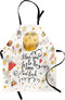 Lunarable Star Apron, I Love You to The Moon and Back Romantic Words Cartoon Planets Moon Astronauts, Unisex Kitchen Bib with Adjustable Neck for Cooking Gardening, Adult Size, Mustard Brown