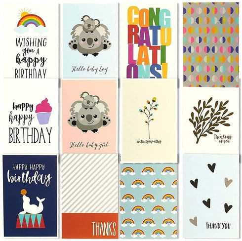 144 Greeting Cards Assortment Bulk Box for All Occasions, Birthday, Graduation, Baby Shower & Thank You, 48 Assorted Designs with Envelopes, 4 x 6 Inches