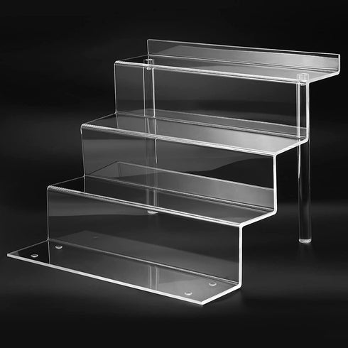 Clear Acrylic Display Riser Shelf for Funko POP, Perfume Makeup Organizer and Pokemon Amiibo Action Figure Holder, 12 in Cupcake Stand, Lego Collectibles Display Stand