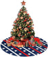 Christmas Tree Skirt 48 Inch Patriotic American Flag Stars and Stripes Xmas Holiday Party Supplies Large Tree Mat Decor for Indoor Outdoor Home Ornaments