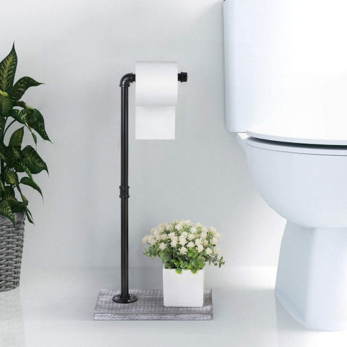 MOOACE Industrial Toilet Paper Holder Stand, Paper Pipe Tissue Roll Tower Holder for Bathroom, Washroom Rustic Gray