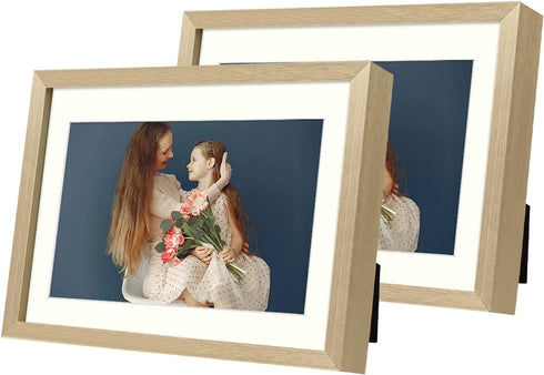 Golden State Art, Gold 5x7 Picture Frame - Displays Photos 4x6 with Mat or 5x7 inch Without Mat - Shatter-Resistant Glass Aluminum Photo Frame for Wall or Tabletop Display (2 Pack)