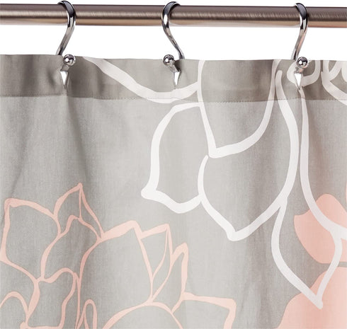 Madison Park Lola 100% Cotton Shower Curtain, Casual Large Floral Design, Modern Bathroom Decor, Machine Washable, Fabric Privacy Screen 72x72", Blush