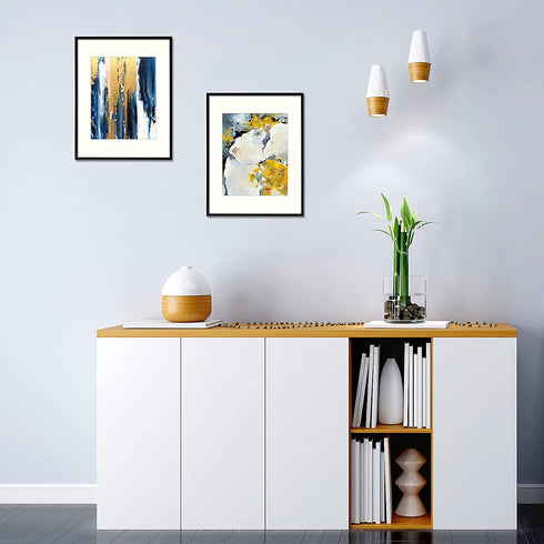 AUEAR, 11x14 Aluminum Wall Mounting Photo Frame with Ivory Mat for 8x10 Pictures Includes Sawtooth Hangers, Spring Clips Real Glass (Black)