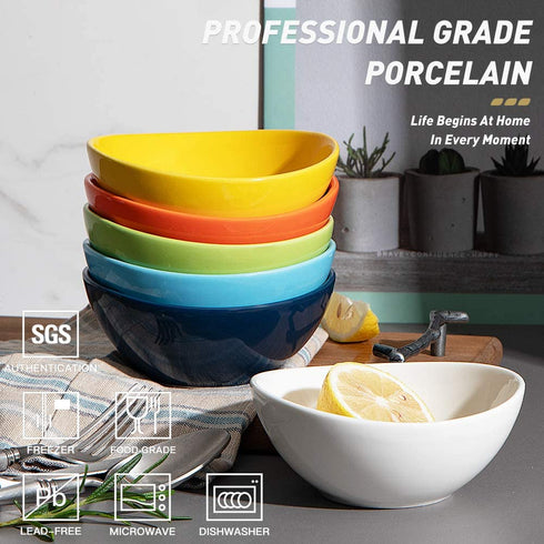 SWEEJAR Ceramic Small Bowls Set, 8 OZ for Ice Cream, Dessert, Small Side Dishes, Salad, Fruit, Set of 6 (Multicolour)