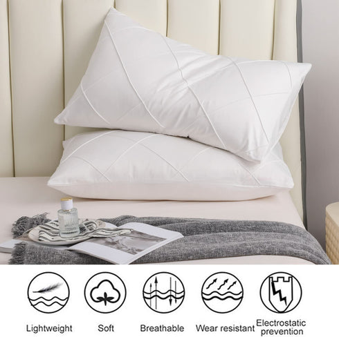 CAWANFLY Pack of 2 White Pillow Shams Standard Size Bedding Pillow Covers with Envelope Closure, Bed Pillowcase with Crisscross Diamond Lattice Pattern (20x26inches)