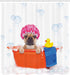 Ambesonne Dog Lover Shower Curtain, French Bulldog Having a Bath in Tub Rubber Duck Theme on Bubbles Background, Cloth Fabric Bathroom Decor Set with Hooks, 69" W x 70" L, Orange Pink