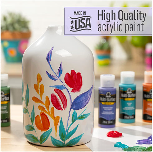 FolkArt PROMO830 Multi Satin Finish Acrylic Craft Paint Set Designed for Beginners and Artists, Non-Toxic Formula That Works on All Surfaces, 2 oz, 2 Fl Oz (Pack of 12), 12 Colors May Vary, 24