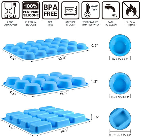 Muffin Pan Silicone Brownie Molds - Cupcake Pan Baking Silicone Molds Food Grade Silicone BPA Free Brioche Pan Pinch Test Approved