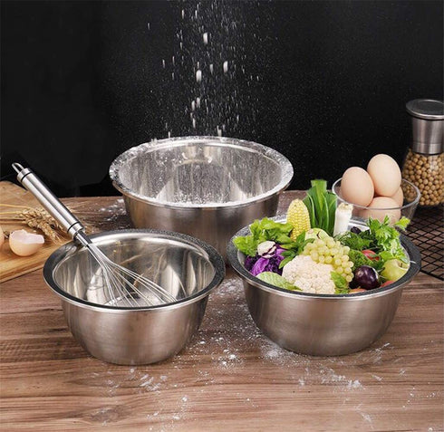 Besli 3-Piece 18/8 304 Stainless Steel Mixing Bowls,Set includes 2,4,8 Quart,Ideal for Cooking, Baking, Prepping,Serving