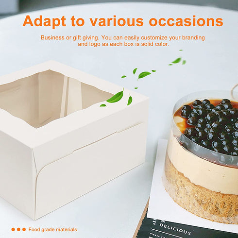 Cake Boxes 10 Inch, FEELFINE, 12pcs 10x10x5 Inches Bakery Boxes Cake Boxes with Window Cake Boards for Cakes, Cookies, Strawberries, Donuts, Muffins