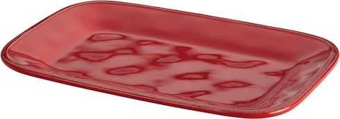 Rachael Ray Cucina Dinnerware 8-Inch x 12-Inch Stoneware Rectangular Platter, Cranberry Red -