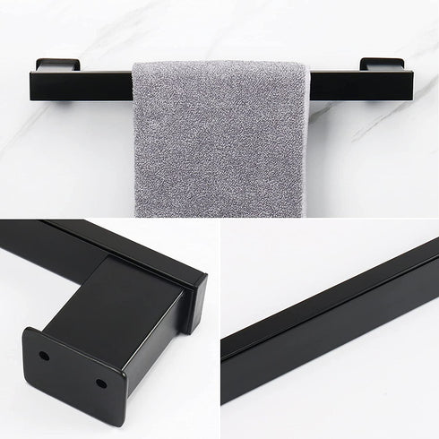NearMoon Bath Towel Bar, Bathroom Accessories-Premium Thicken Space Aluminum Square Shower Towel Rack for Bathroom/Kitchen, Towel Holder Wall Mounted (16 Inch, Matte Black)
