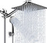 Shower Head Combo,10 Inch High Pressure Rain Shower Head with 11 Inch Adjustable Extension Arm and 5 Settings Handheld Shower Head Combo,Powerful Shower Spray Against Low Pressure Water with Long Hose