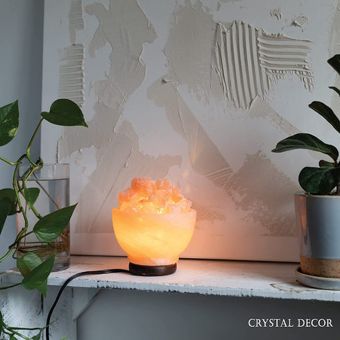 Crystal Decor Pink Himalayan Salt Lamp Bowl with Bulb and Dimmer, 100% Pure and Natural