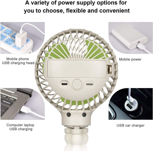 HomeLifairy Stroller Fan 2600mAh Battery Fan Clip On Fan Rechargeable Handheld Personal Portable Fan Car Seat Fan for Baby Small Desk USB Mini Fan for Stroller Accessories Crib Car Rides