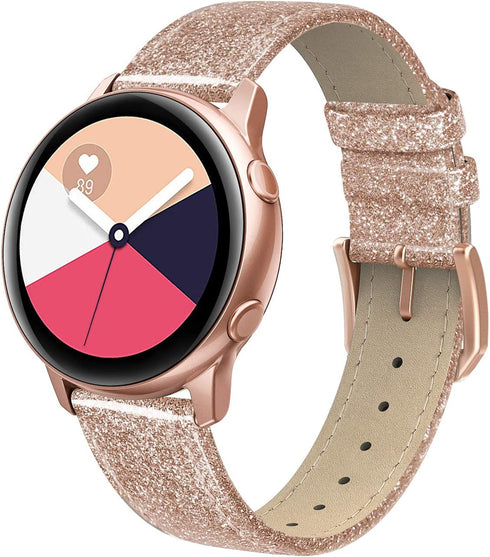 SWEES Compatible for Samsung Galaxy Watch 5 Band 40mm 44mm / Galaxy Watch 5 Pro Band 45mm / Galaxy Watch 4 Band, 20mm Slim Thin Genuine Leather Replacement Bands for Galaxy Watch 4 Classic Women Men