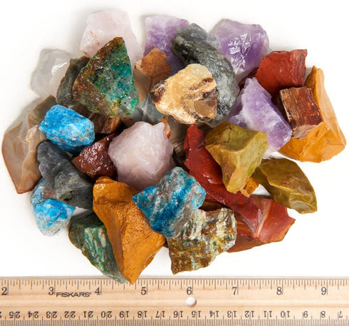 Digging Dolls: 4 lbs Natural 12 Stone Madagascar Rough Stone Mix - Large Size - 1" to 1.5" Average - Raw Rough Rocks for Arts, Crafts, Tumbling, Polishing, Gem Mining, Wire Wrapping and More!