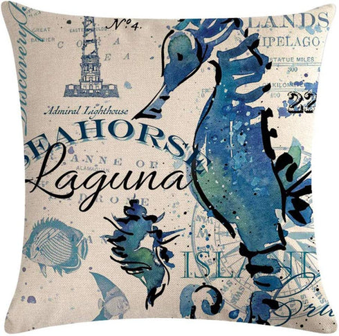 ULOVE LOVE YOURSELF Sea Throw Pillow Covers Only Ocean Theme Seahorse-Octopus-Starfish-Crab Pattern Beach House Decorative Cushion Cover Coastal Pillowcases 18—18,4Pack (Ocean Theme)