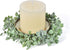 Feirui Pillar Candle Rings Set of 3, Frosted Boxwood Round Wreath Artificial Wreath Green Leaves Wreath Christmas Holiday Parties and Home Decor