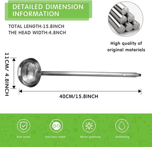 meekoo 3 Pieces Stainless Steel Ladle Soup Handle Ladle with Pouring Rim for Kitchen Cooking Soup Sauce (10 oz)