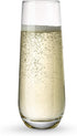 Stemless Champagne Flutes, by Kook, Durable Glass, Mimosa, Cocktail Glasses Set, Prosecco Wine Flute, Water Glasses, Highball Glass, Bar Glassware, Toasting Wedding Glasses, Set of 8, 10.5oz