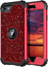 Hekodonk for iPhone SE 2022/2020 Case, Heavy Duty Shockproof Protection Hard Plastic+Silicone Rubber Hybrid Protective Case for iPhone SE 3rd/2nd Generation/iPhone 8/7 4.7" Bling Red