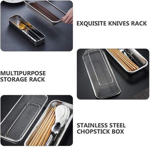 Cabilock Dishwasher Silverware Cutlery Basket Stainless Steel Flatware Drying Rack Countertop Utensil Holder Caddy Silver A