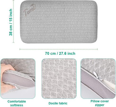 Memory Foam Neck Pillow, Soft Deluxe Pillow for Sleeping with Removable Pillowcase Cervical Pillow Relief Neck Pain Orthopedic Contour Pillow for Home Hotel Bed Use (Gray)