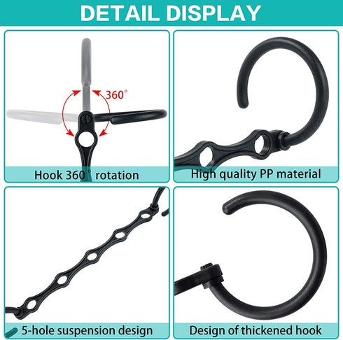 HWAJAN Closet Organizers and Storage Magic Hangers 20PC Sturdy Plastic Space Saving Clothes Hangers Multifunctional Hangers for Pants,Shirts,Black