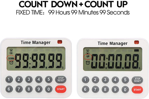 2 Pack Digital Countdown Kitchen Timer - AIMILAR AY4052-2 Magnetic Count Up Down Cooking Timer with Magnet Back Loud Alarm Directly Input Hours Minutes and Seconds