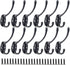 12 Pack Coat Hooks, POZEAN Hooks for Hanging with 24pcs Screws, Black Towel Hooks Wall Hooks for Hanging Coat Scarf, Bag, Towel, Key, Cap, Cup, Hat and More