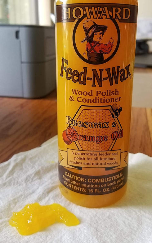 Howard Products FW0016 Wood Polish & Conditioner, 16 oz, orange, 16 Fl Oz (2)