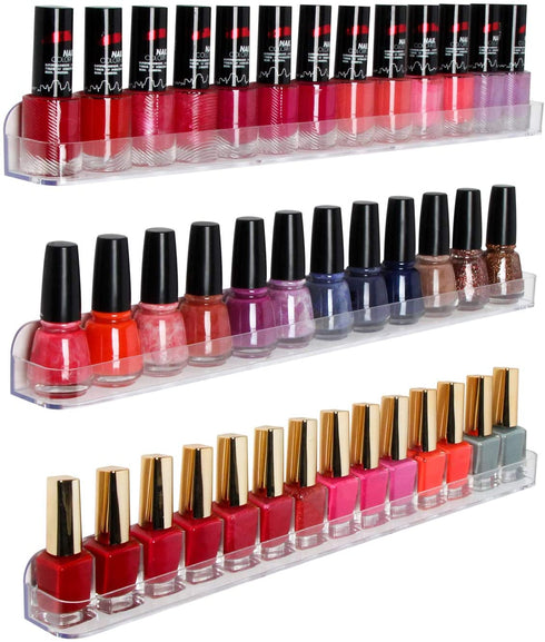 J JACKCUBE Design Acrylic Nail Polish Wall Mount Cosmetic Storage Organizer, Space-Saving 3 Ledge Shelf Set (Large)- :MK178B