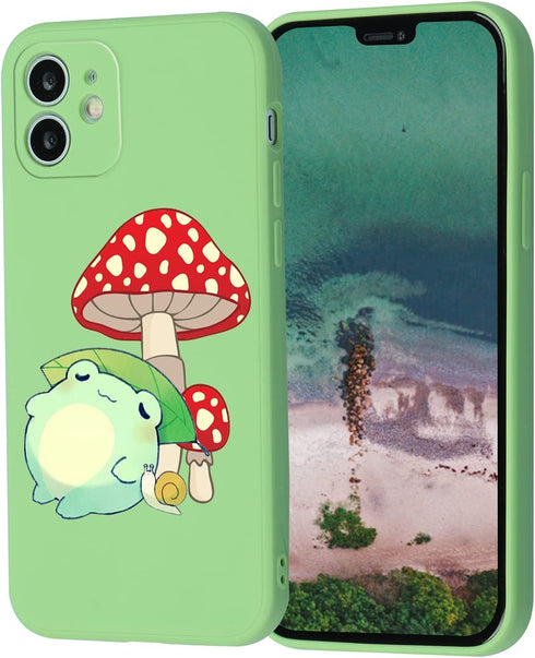 suitca Compatible with iPhone 11, Cute Frog with Mushroom Hat & Snail Phone Case, Kawaii iPhone Case with Cool Design for Girls Women Kids with Soft Slim Protective Case Cover, iphone 11 (6.1 in)