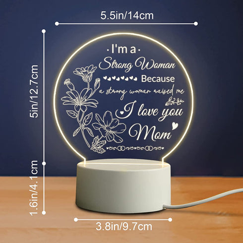 Mother's Day Gifts for Mom from Daughter - Personalized Acrylic Night Light with Base, Birthday Gifts for Mom, Mom Night Lamp Gifts for Thanksgiving Christmas