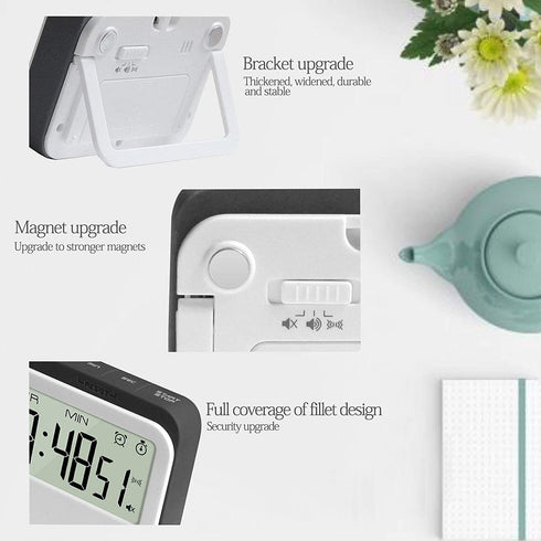 Digital Kitchen Timer, Alarm Clock ,Stopwatch,Large Digits,Loud Alarm, Mute Blinking Light and Magnetic Stand .Kitchen Timer, Classroom Timer... (Gray)