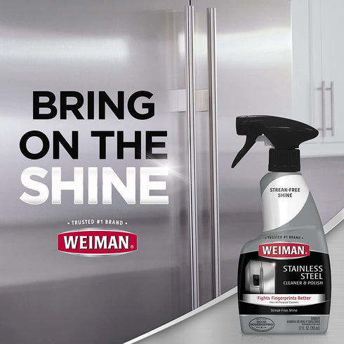 Weiman Stainless Steel Cleaner and Polish - (2 Pack) - Protects Appliances from Fingerprints and Leaves a Streak-Free Shine for Refrigerator Dishwasher Oven Grill etc