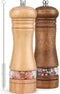 MuuWooden Wooden Salt and Pepper Grinder Set, Refillable Pepper Mill Wood Salt and Peppers Shakers, Adustable Ceramic Roter & Transparent Spice Pepper Mills for Kitchen Gift with Brush - 2 Pcs 6.5inch