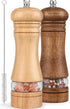 MuuWooden Wooden Salt and Pepper Grinder Set, Refillable Pepper Mill Wood Salt and Peppers Shakers, Adustable Ceramic Roter & Transparent Spice Pepper Mills for Kitchen Gift with Brush - 2 Pcs 6.5inch