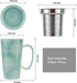 Taimei Teatime Ceramic Tea Cup with Infuser and Lid, 17-oz Large Mug, Tea Infuser Mug in British Rural Style with Handpainted Sunflower Pattern, Teal Blue