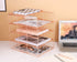 Hosaken Paper Tray, 4 Tier Stackable File Tray, Decorative Desk File Organizer Rack for Office Supplies and Accessories, 0.16Inch Thick Frame Rose Gold