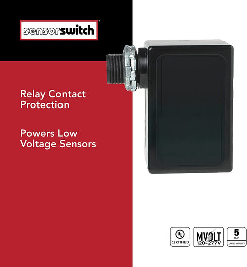 Sensor Switch PP20 Contractor Select Power Pack Relay Circuit Protection 120/277 VAC, Black