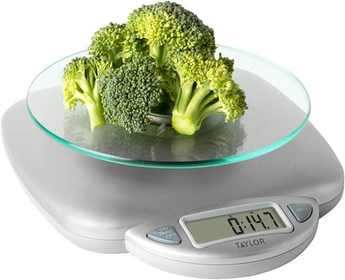 Taylor Precision Products - 3842 Taylor Precision Products 11lb Digital Glass Top Household Kitchen Scale, Universal, Silver