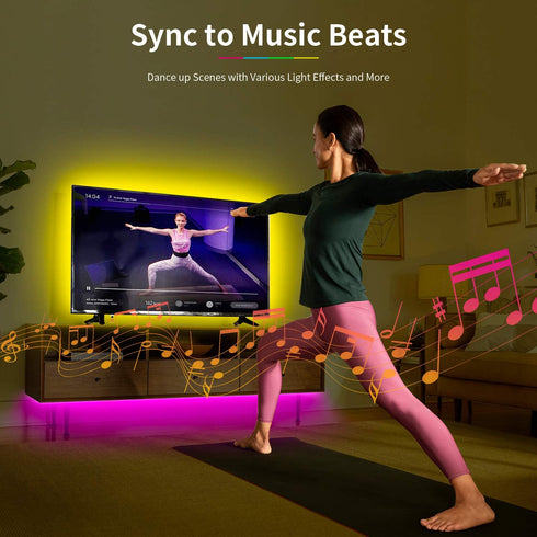 TV LED Backlight, Hamlite 12.5Ft USB Smart LED TV Lights with Alexa for 32 to 55inch Music Sync, RGBW 6500K DIY Color Changing Bias Lighting