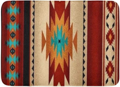 Coolest Secret Bath Mat Native Tribal Indian Geometric Brown Western South Southwestern Old Bathroom Decor Rug 16" x 24"