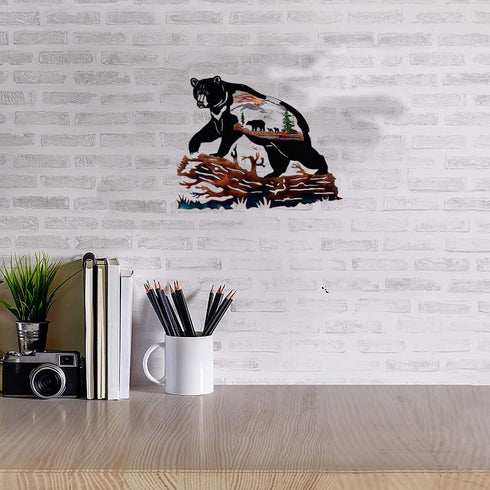Metal Decor Bear Metal Wall Art Trees Personality Black Bear Animal Decoration For Living Room Metal Decor Art
