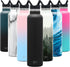 Simple Modern Water Bottle with Narrow Mouth Straw Lid Metal Thermos Vacuum Insulated Stainless Steel l Reusable Leak Proof BPA-Free Flask | Ascent Collection | 24oz, Midnight Black